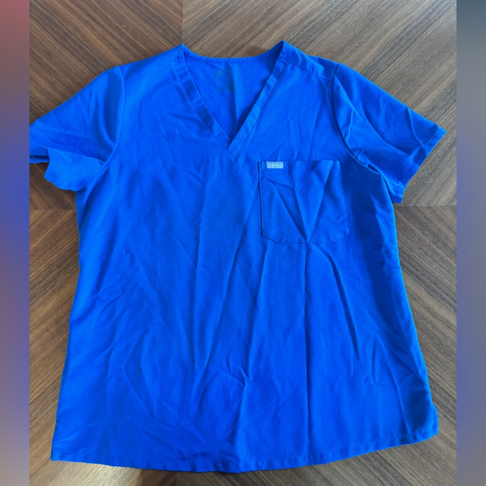 FIGS Blue Scrub Top XL Technical Collection V-Neck Pocket Unisex